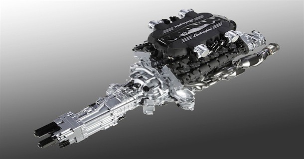 Billede af den nye Lamborghini V12 motor