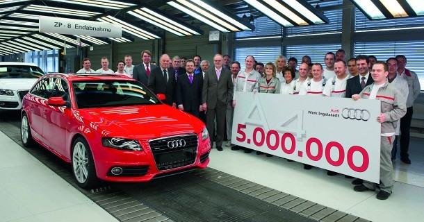 Audi fabrikken i Ingolstadt når 5.000.000 eksemplarer af Audi A4