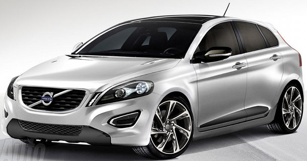 Hvid Volvo XC60 SUV fotograferet fra siden mod neutral baggrund, viser moderne design og sølvgrå fælge